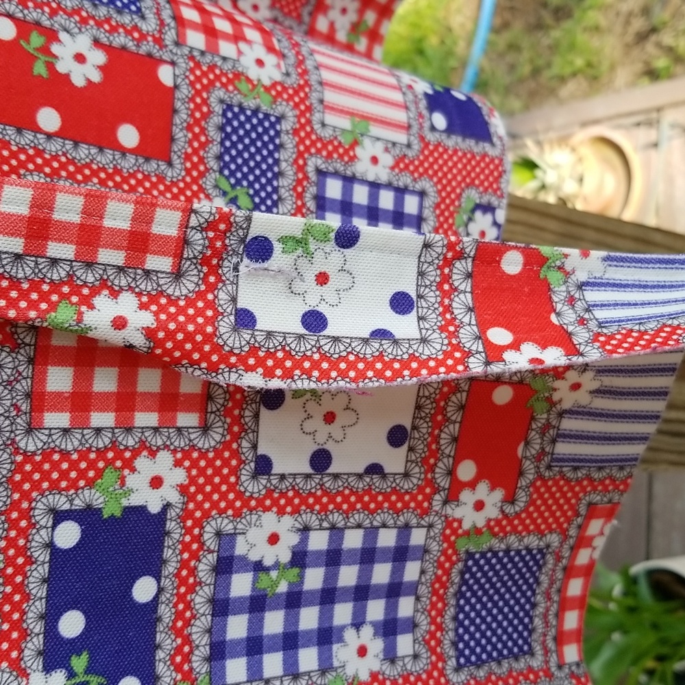 Vintage Double Knit Polyester Patchwork Print Top… - image 5